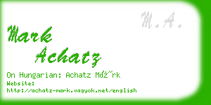 mark achatz business card